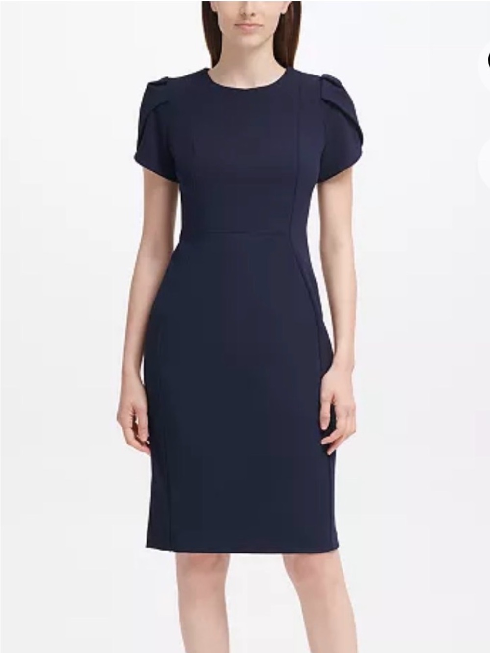 NWT Calvin Klein Navy Blue Tulip Sleeve Sheath Dress Size 4